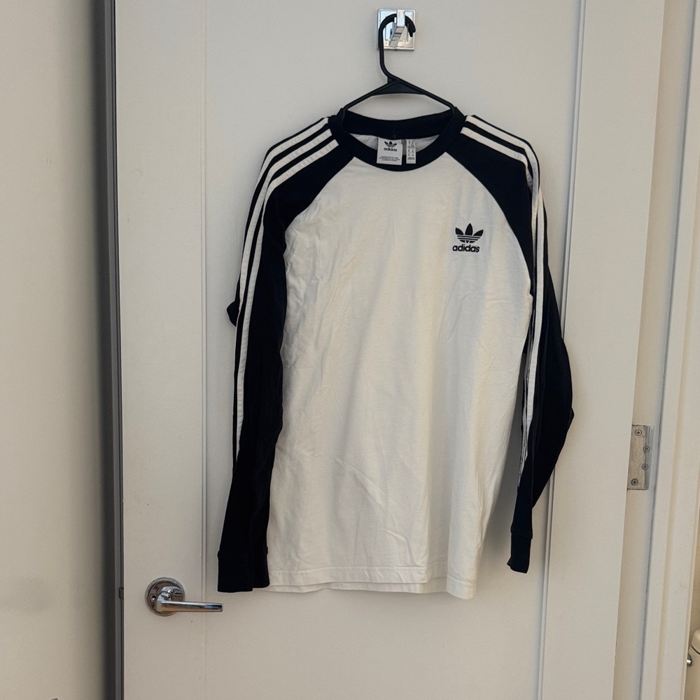Adidas Black and White Raglan Long Sleeve